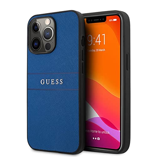 Guess GUHCP13LPSASBBL Hülle für iPhone 13 Pro / 13 6,1" blau Saffiano Strap von CG MOBILE