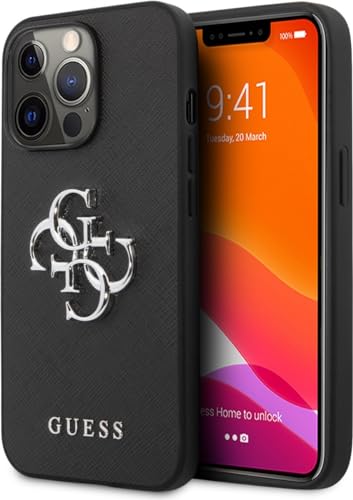 Guess GUHCP13LSA4GSBK Hülle für iPhone 13 Pro/13 6,1" schwarz Saffiano 4G Metal Logo von CG MOBILE