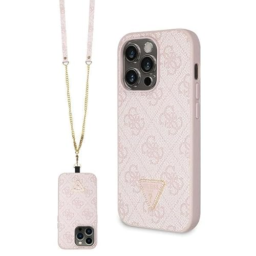 Guess GUHCP14LP4TDSCPP Hülle für iPhone 14 Pro 6.1" Rosa hardcase Crossbody 4G Metal Logo von CG MOBILE