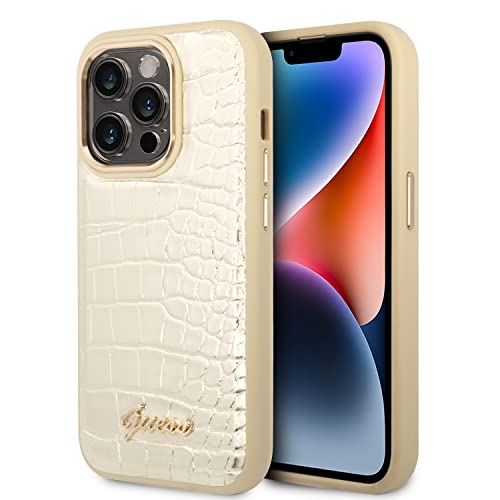 Guess GUHCP14XHGCRHD hülle für iPhone 14 Pro Max 6, 7" Gold/Gold hardcase Croco Collection, schwarz von CG MOBILE