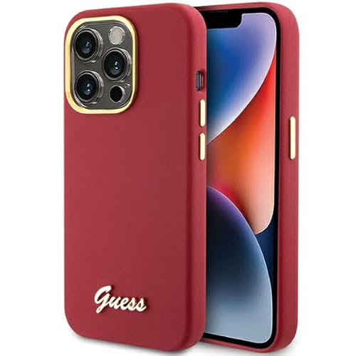 Guess GUHCP15XSMBSLM Hülle für iPhone 15 Pro Max 6.7" Magenta hardcase Silicone Script Metal Logo & Frame von CG MOBILE