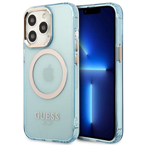 Guess GUHMP13LHTCMB Hülle für iPhone 13 Pro / 13 6,1" blau/Blue Hard case Gold Outline Translucent von CG MOBILE