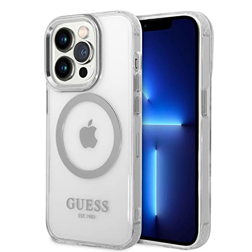 Guess GUHMP14LHTRMS Hülle für iPhone 14 Pro 6,1" Silber/Silver Hard case Metal Outline von CG MOBILE