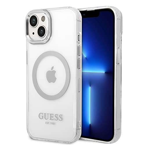 Guess GUHMP14MHTRMS Hülle für iPhone 14 Plus 6,7" Silber/Silver Hard case Metal Outline von CG MOBILE