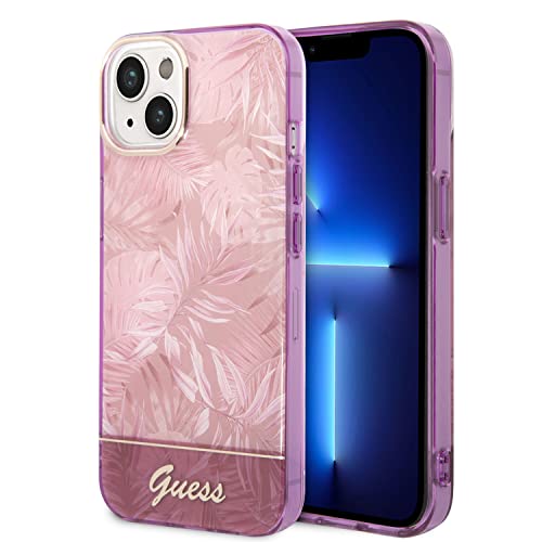 Guess Handyhülle für iPhone 14 Plus in rosa Blättern IML, kratzfester PC/TPU, Bequeme und langlebige Hartschale mit zugänglichen Anschlüssen, Stoßdämpfung und Signatur-Logo Guess Handyhülle für iPhone 14 Plus in rosa Blättern IML, kratzfester PC/TPU, Bequeme und langlebige Hartschale mit zugänglichen Anschlüssen, Stoßdämpfung und Signatur-Logo von CG MOBILE