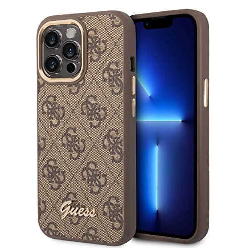 Guess Handyhülle für iPhone 14 Pro Max in Braun 4G Muster & Script Logo, Anti-Scratch PC/TPU, Bequem & Durable Hard Case mit Zugänglichen Anschlüssen & Stoßdämpfung von CG MOBILE