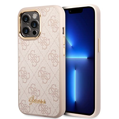 CG MOBILE Guess Handyhülle für iPhone 14 Pro in Pink 4G Muster & Script Logo, Anti-Scratch PC/TPU, komfortable & langlebige Hartschale mit Zugängen & Stoßdämpfung von CG MOBILE