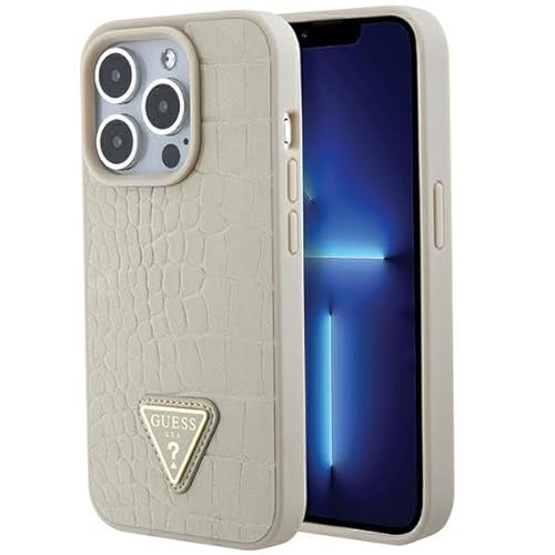 Guess iPhone 15 Plus Case Cover Croco Triangle Beige von CG MOBILE
