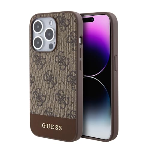 Guess iPhone 15 Pro Handyhülle Kompatibel mit Magsafe iPhone 15 Pro Hardcase- 4G Pu Bottom - Brown von CG MOBILE