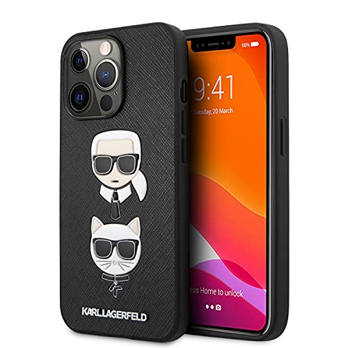 KARL LAGERFELD Apple iPhone 13 Pro Karl and Cat Head Hard Case Cover Schutzhülle Schwarz, KLHCP13LSAKICKCBK von CG MOBILE