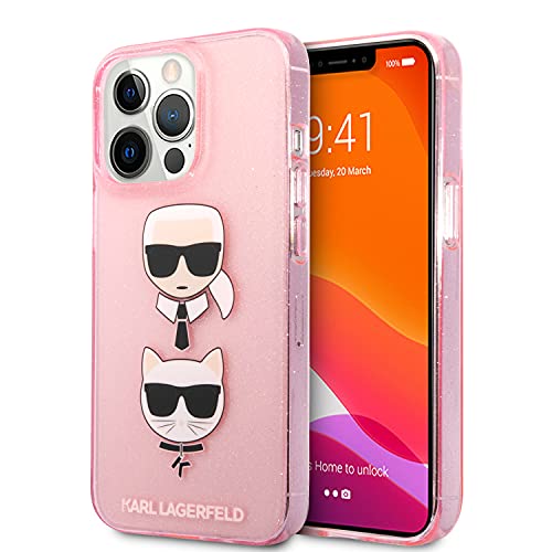 KARL LAGERFELD KLHCP13LKCTUGLP Hülle für iPhone 13 Pro / 13 6,1" rosa Glitter Karl`s & Choupette von CG MOBILE