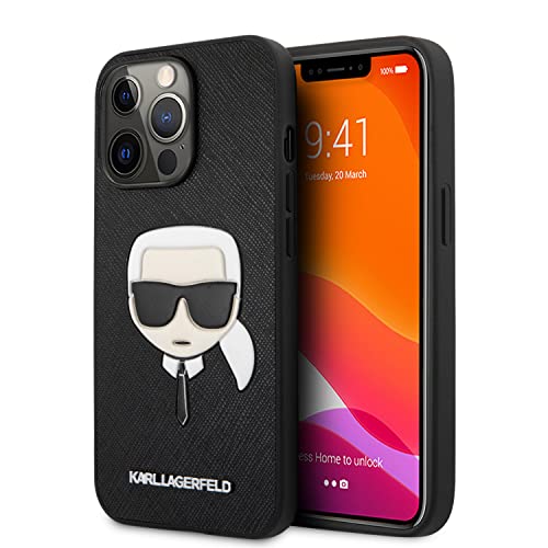 KARL LAGERFELD KLHCP13LSAKHBK Hülle für iPhone 13 Pro / 13 6,1" schwarz Saffiano Ikonik Karl`s Head von CG MOBILE