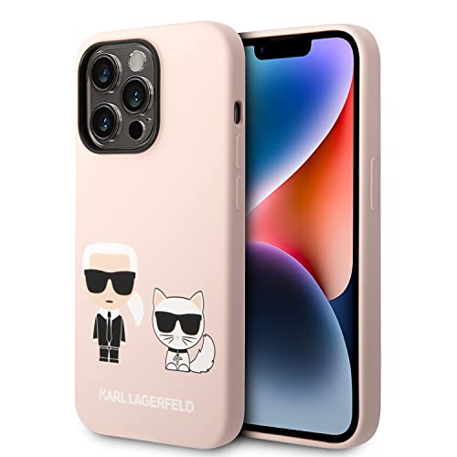 Karl Lagerfeld KLHMP14LSSKCI Hülle für iPhone 14 Pro 6,1" hardcase Hell-Pink Silicone Karl & Choupette von CG MOBILE