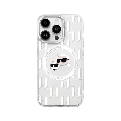 Karl Lagerfeld IML KL Pattern Karl & Choupette Head MagSafe kompatible Hülle für iPhone 16 Pro/Pro Max (Clear, Pro Max) von CG MOBILE
