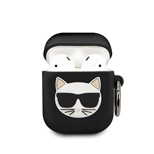 Karl Lagerfeld KLACA2SILCHBK Abdeckung schützt die Dockingstation für drahtlose Kopfhörer AirPods shwarz Silicone Choupette von CG MOBILE