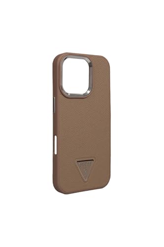 Schutzhülle für iPhone 16 Pro, iPhone Hülle unterstützt Mag Safe kabelloses Aufladen, Leder, mit französischem Design und original Guess-Markenlogo. Beige (iPhone 16 Pro (6,3) von CG MOBILE