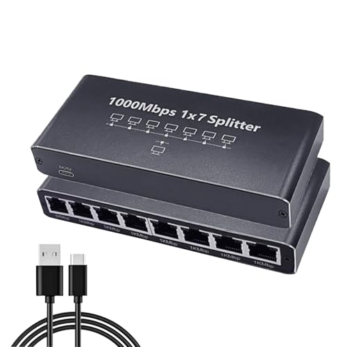 CGACCSD Ethernet Splitter,8-Port Netzwerk Erweiterung - Hochgeschwindigkeits Adapter 1000Mbps Plug and Play für Streaming Computer Laptop TV von CGACCSD