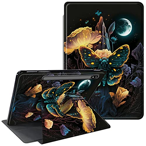 CGFGHHUY Hülle für Galaxy Tab S8 Plus/S7 FE 12,4 Zoll Tablet 360 Grad drehbarer Ständer Schutzhülle Smart Cover mit Auto Wake Sleep Hülle für Samsung Galaxy Tab S8+ 2022/S7 FE 2021 - Mountain Moon von CGFGHHUY