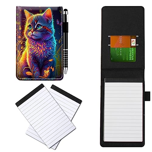 CGFGHHUY Kleine Notizbuchhülle aus PU-Leder, Metall-Kugelschreiber und 2 Stück, 7,6 x 12,7 cm, Notizblöcke, Aquarell-Katzenmuster, Notizbücher für Meetings, tägliche Aufzeichnungen, Notizen CGFGHHUY Kleine Notizbuchhülle aus PU-Leder, Metall-Kugelschreiber und 2 Stück, 7,6 x 12,7 cm, Notizblöcke, Aquarell-Katzenmuster, Notizbücher für Meetings, tägliche Aufzeichnungen, Notizen von CGFGHHUY