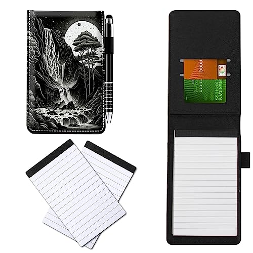 CGFGHHUY Kleine Notizbuchhülle aus PU-Leder, Metall-Kugelschreiber und 2 Stück, 7,6 x 12,7 cm, Notizblöcke, Bergbaum, Mond, Muster, Notizbücher für Meetings, tägliche Aufzeichnungen, Notizen CGFGHHUY Kleine Notizbuchhülle aus PU-Leder, Metall-Kugelschreiber und 2 Stück, 7,6 x 12,7 cm, Notizblöcke, Bergbaum, Mond, Muster, Notizbücher für Meetings, tägliche Aufzeichnungen, Notizen von CGFGHHUY