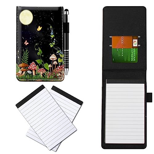 CGFGHHUY Kleine Notizbuchhülle aus PU-Leder, Metall-Kugelschreiber und 2 Stück, 7,6 x 12,7 cm, Notizblöcke, Nachfüllpackungen, Pilze, Schmetterling, Blume, Mond, Muster, Notizbücher für Meetings CGFGHHUY Kleine Notizbuchhülle aus PU-Leder, Metall-Kugelschreiber und 2 Stück, 7,6 x 12,7 cm, Notizblöcke, Nachfüllpackungen, Pilze, Schmetterling, Blume, Mond, Muster, Notizbücher für Meetings von CGFGHHUY