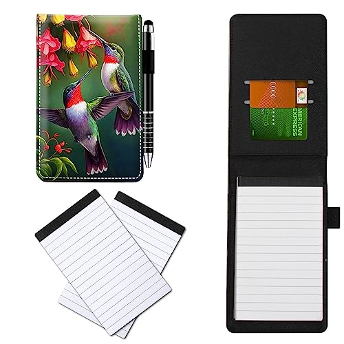 CGFGHHUY Kleine Notizbuchhülle aus PU-Leder, Metall-Kugelschreiber und 2 Stück 7,6 x 12,7 cm Notizblöcke, Nachfüllpackungen, zwei Kolibri-Muster, Notizbücher für Meetings, tägliche Aufzeichnungen CGFGHHUY Kleine Notizbuchhülle aus PU-Leder, Metall-Kugelschreiber und 2 Stück 7,6 x 12,7 cm Notizblöcke, Nachfüllpackungen, zwei Kolibri-Muster, Notizbücher für Meetings, tägliche Aufzeichnungen von CGFGHHUY