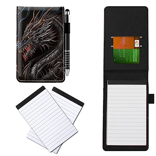 CGFGHHUY Kleine Notizbuchhülle aus PU-Leder, mit Metall-Kugelschreiber und 2 Notizblöcken, 7,6 x 12,7 cm, China-Drachen-Muster, Notizbücher für Meetings, tägliche Aufzeichnungen, Notizen CGFGHHUY Kleine Notizbuchhülle aus PU-Leder, mit Metall-Kugelschreiber und 2 Notizblöcken, 7,6 x 12,7 cm, China-Drachen-Muster, Notizbücher für Meetings, tägliche Aufzeichnungen, Notizen von CGFGHHUY