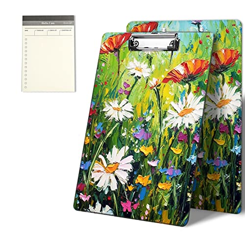 CGFGHHUY Klemmbretter mit niedlichem Aquarell-Blumenmuster, 22,9 x 31,8 cm, mit niedrigem Profil, Metallclip, Klemmbrett für Studenten, Klassenzimmer, Büro, Damen, Herren, mit einem von CGFGHHUY