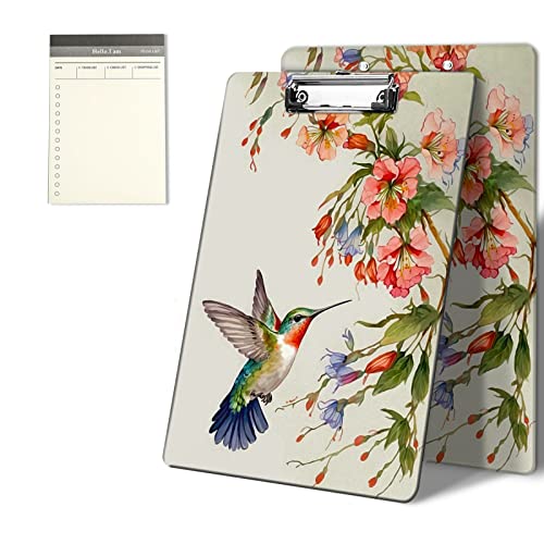 CGFGHHUY Klemmbretter mit niedlichem Kolibri-Blumenmuster, 22,9 x 31,8 cm, mit flachem Metallclip, Klemmbrett für Studenten, Klassenzimmer, Büro, Damen, Herren, mit einem To-Do-Listen-Notizblock CGFGHHUY Klemmbretter mit niedlichem Kolibri-Blumenmuster, 22,9 x 31,8 cm, mit flachem Metallclip, Klemmbrett für Studenten, Klassenzimmer, Büro, Damen, Herren, mit einem To-Do-Listen-Notizblock von CGFGHHUY