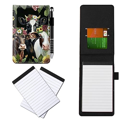 CGFGHHUY Notizblöcke aus PU-Leder, klein, mit Metall-Kugelschreiber, 2 Stück, 7,6 x 12,7 cm, Kuh-Blumenmuster, Notizbücher für Meetings, tägliche Aufzeichnungen, Notizen CGFGHHUY Notizblöcke aus PU-Leder, klein, mit Metall-Kugelschreiber, 2 Stück, 7,6 x 12,7 cm, Kuh-Blumenmuster, Notizbücher für Meetings, tägliche Aufzeichnungen, Notizen von CGFGHHUY