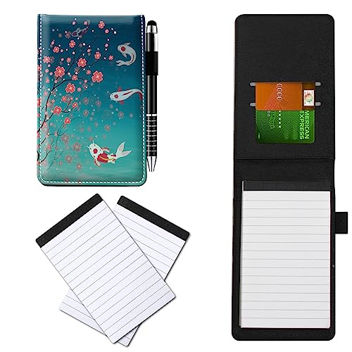 CGFGHHUY Notizblöcke aus PU-Leder, klein, mit Metall-Kugelschreiber und 2 Stück, 7,6 x 12,7 cm, Kirschblüten und Fischmuster, Notizbücher für Meetings, tägliche Aufzeichnungen, Notizen CGFGHHUY Notizblöcke aus PU-Leder, klein, mit Metall-Kugelschreiber und 2 Stück, 7,6 x 12,7 cm, Kirschblüten und Fischmuster, Notizbücher für Meetings, tägliche Aufzeichnungen, Notizen von CGFGHHUY