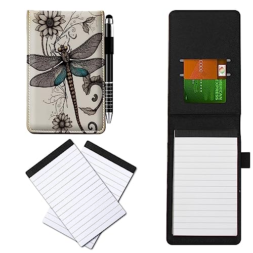 CGFGHHUY Notizblöcke aus PU-Leder, klein, mit Metall-Kugelschreiber und 2 Stück, 7,6 x 12,7 cm, Libelle, Sonnenblumen-Muster, Notizbücher für Meetings, tägliche Aufzeichnungen, Notizen CGFGHHUY Notizblöcke aus PU-Leder, klein, mit Metall-Kugelschreiber und 2 Stück, 7,6 x 12,7 cm, Libelle, Sonnenblumen-Muster, Notizbücher für Meetings, tägliche Aufzeichnungen, Notizen von CGFGHHUY