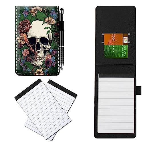 CGFGHHUY Notizblöcke aus PU-Leder, klein, mit Metall-Kugelschreiber und 2 Stück, 7,6 x 12,7 cm, Notizblöcke, Blumenschädel-Muster, Notizbücher für Meetings, tägliche Aufzeichnungen, Notizen CGFGHHUY Notizblöcke aus PU-Leder, klein, mit Metall-Kugelschreiber und 2 Stück, 7,6 x 12,7 cm, Notizblöcke, Blumenschädel-Muster, Notizbücher für Meetings, tägliche Aufzeichnungen, Notizen von CGFGHHUY