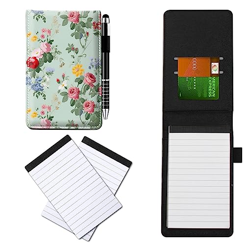 CGFGHHUY Notizblöcke aus PU-Leder, klein, mit Metall-Kugelschreiber und 2 Stück, 7,6 x 12,7 cm, Rosen-Blumenmuster, Notizbücher für Meetings, tägliche Aufzeichnungen, Notizen CGFGHHUY Notizblöcke aus PU-Leder, klein, mit Metall-Kugelschreiber und 2 Stück, 7,6 x 12,7 cm, Rosen-Blumenmuster, Notizbücher für Meetings, tägliche Aufzeichnungen, Notizen von CGFGHHUY