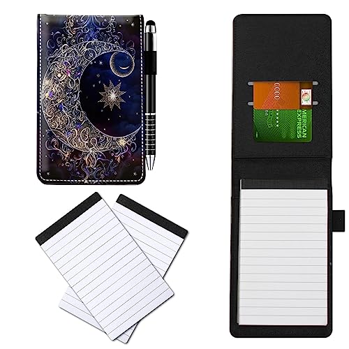 CGFGHHUY Notizblöcke aus PU-Leder, klein, mit Metall-Kugelschreiber und 2 Stück, 7,6 x 12,7 cm, Violett, Mondmuster, Notizbücher für Meetings, tägliche Aufzeichnungen, Notizen CGFGHHUY Notizblöcke aus PU-Leder, klein, mit Metall-Kugelschreiber und 2 Stück, 7,6 x 12,7 cm, Violett, Mondmuster, Notizbücher für Meetings, tägliche Aufzeichnungen, Notizen von CGFGHHUY