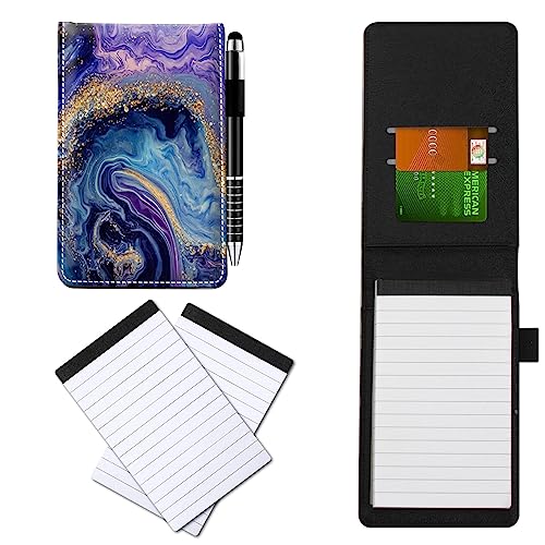 CGFGHHUY Notizblöcke aus PU-Leder, klein, mit Metall-Kugelschreiber und 2 Stück, 7,6 x 12,7 cm, Violett/Blau, Marmor-Muster, Notizbücher für Meetings, tägliche Aufzeichnungen, Notizen CGFGHHUY Notizblöcke aus PU-Leder, klein, mit Metall-Kugelschreiber und 2 Stück, 7,6 x 12,7 cm, Violett/Blau, Marmor-Muster, Notizbücher für Meetings, tägliche Aufzeichnungen, Notizen von CGFGHHUY