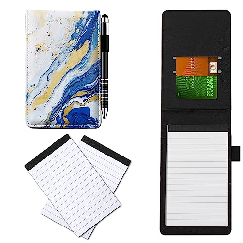 CGFGHHUY Notizblöcke aus PU-Leder, klein, mit Metall-Kugelschreiber und 2 Stück, 7,6 x 12,7 cm, blau-weißes Marmormuster, Notizbücher für Meetings, tägliche Aufzeichnungen, Notizen CGFGHHUY Notizblöcke aus PU-Leder, klein, mit Metall-Kugelschreiber und 2 Stück, 7,6 x 12,7 cm, blau-weißes Marmormuster, Notizbücher für Meetings, tägliche Aufzeichnungen, Notizen von CGFGHHUY