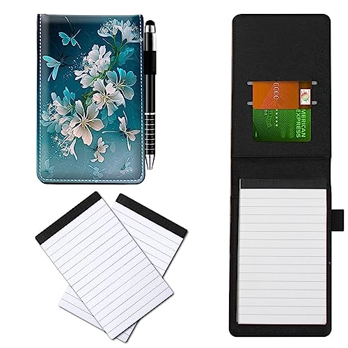 CGFGHHUY Notizblöcke aus PU-Leder, klein, mit Metall-Kugelschreiber und 2 Stück, 7,6 x 12,7 cm, blaues Blumenmuster, Notizbücher für Meetings, tägliche Aufzeichnungen, Notizen CGFGHHUY Notizblöcke aus PU-Leder, klein, mit Metall-Kugelschreiber und 2 Stück, 7,6 x 12,7 cm, blaues Blumenmuster, Notizbücher für Meetings, tägliche Aufzeichnungen, Notizen von CGFGHHUY