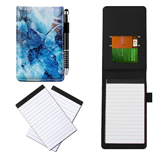CGFGHHUY Notizblöcke aus PU-Leder, klein, mit Metall-Kugelschreiber und 2 Stück, 7,6 x 12,7 cm, blaues Marmor-Muster, Notizbücher für Meetings, tägliche Aufzeichnungen, Notizen CGFGHHUY Notizblöcke aus PU-Leder, klein, mit Metall-Kugelschreiber und 2 Stück, 7,6 x 12,7 cm, blaues Marmor-Muster, Notizbücher für Meetings, tägliche Aufzeichnungen, Notizen von CGFGHHUY