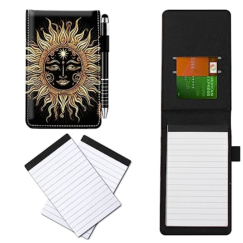 CGFGHHUY Notizblöcke aus PU-Leder, klein, mit Metall-Kugelschreiber und 2 Stück, 7,6 x 12,7 cm, mit Sonnenmuster, Notizbücher für Meetings, tägliche Aufzeichnungen, Notizen CGFGHHUY Notizblöcke aus PU-Leder, klein, mit Metall-Kugelschreiber und 2 Stück, 7,6 x 12,7 cm, mit Sonnenmuster, Notizbücher für Meetings, tägliche Aufzeichnungen, Notizen von CGFGHHUY