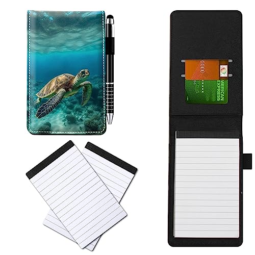 CGFGHHUY Notizblöcke aus PU-Leder, kleines Taschenformat, Metall-Kugelschreiber und 2 Stück, 7,6 x 12,7 cm, grüne Schildkrötenmuster, Notizbücher für Meetings, tägliche Aufzeichnungen, Notizen CGFGHHUY Notizblöcke aus PU-Leder, kleines Taschenformat, Metall-Kugelschreiber und 2 Stück, 7,6 x 12,7 cm, grüne Schildkrötenmuster, Notizbücher für Meetings, tägliche Aufzeichnungen, Notizen von CGFGHHUY