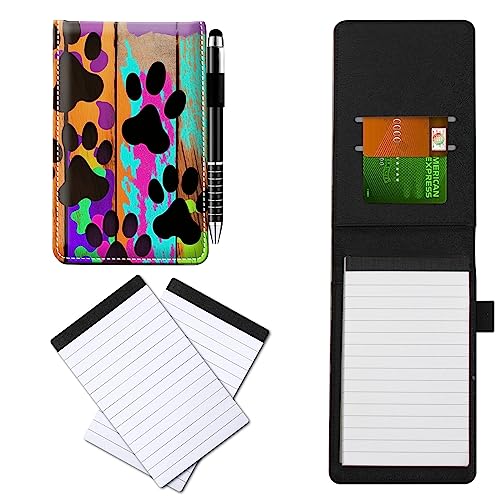 CGFGHHUY Notizbuch aus PU-Leder, klein, mit Metall-Kugelschreiber und 2 Notizblöcken, 7,6 x 12,7 cm, Hundepfotenabdrücke auf Holzmuster, Notizbücher für Meetings, tägliche Aufzeichnungen, Notizen CGFGHHUY Notizbuch aus PU-Leder, klein, mit Metall-Kugelschreiber und 2 Notizblöcken, 7,6 x 12,7 cm, Hundepfotenabdrücke auf Holzmuster, Notizbücher für Meetings, tägliche Aufzeichnungen, Notizen von CGFGHHUY
