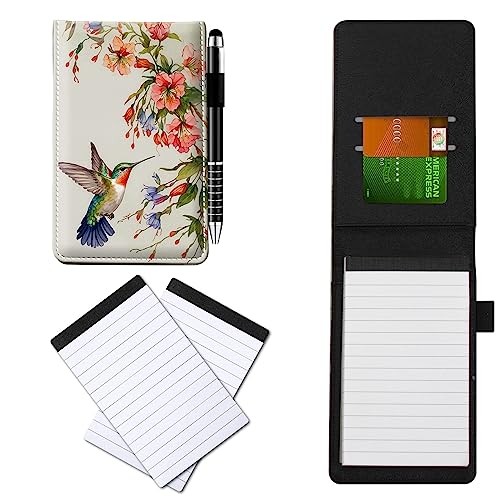 CGFGHHUY Notizbuch aus PU-Leder, klein, mit Metall-Kugelschreiber und 2 Notizblöcken, 7,6 x 12,7 cm, Kolibri-Blumenmuster, Notizbücher für Meetings, tägliche Aufzeichnungen, Notizen CGFGHHUY Notizbuch aus PU-Leder, klein, mit Metall-Kugelschreiber und 2 Notizblöcken, 7,6 x 12,7 cm, Kolibri-Blumenmuster, Notizbücher für Meetings, tägliche Aufzeichnungen, Notizen von CGFGHHUY