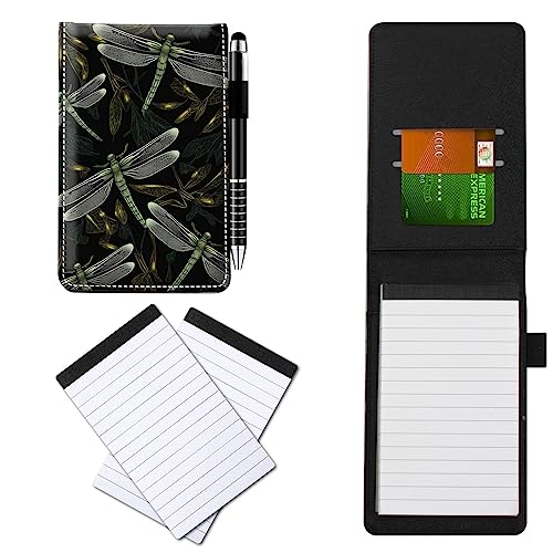 CGFGHHUY Notizbuch aus PU-Leder, klein, mit Metall-Kugelschreiber und 2 Notizblöcken, 7,6 x 12,7 cm, Libellenmuster, Notizbücher für Meetings, tägliche Aufzeichnungen, Notizen CGFGHHUY Notizbuch aus PU-Leder, klein, mit Metall-Kugelschreiber und 2 Notizblöcken, 7,6 x 12,7 cm, Libellenmuster, Notizbücher für Meetings, tägliche Aufzeichnungen, Notizen von CGFGHHUY