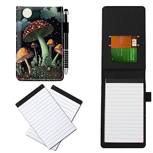 CGFGHHUY Notizbuch aus PU-Leder, klein, mit Metall-Kugelschreiber und 2 Notizblöcken, 7,6 x 12,7 cm, Motiv: Pilze und Mond, Notizbücher für Meetings, tägliche Aufzeichnungen, Notizen CGFGHHUY Notizbuch aus PU-Leder, klein, mit Metall-Kugelschreiber und 2 Notizblöcken, 7,6 x 12,7 cm, Motiv: Pilze und Mond, Notizbücher für Meetings, tägliche Aufzeichnungen, Notizen von CGFGHHUY