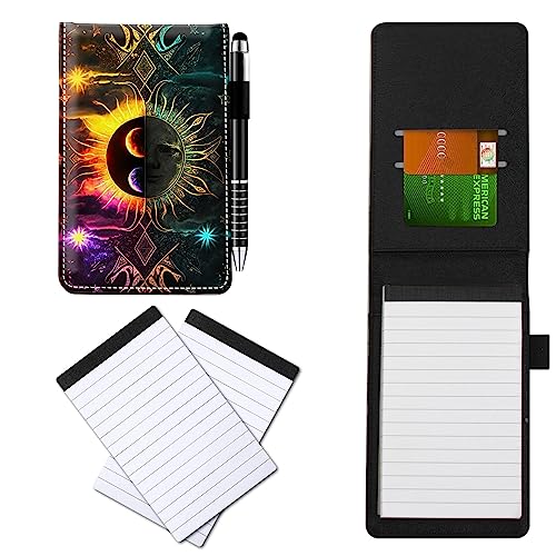 CGFGHHUY Notizbuch aus PU-Leder, klein, mit Metall-Kugelschreiber und 2 Notizblöcken, 7,6 x 12,7 cm, Motiv: Sonne und Planeten, für Meetings, tägliche Aufzeichnungen, Notizen CGFGHHUY Notizbuch aus PU-Leder, klein, mit Metall-Kugelschreiber und 2 Notizblöcken, 7,6 x 12,7 cm, Motiv: Sonne und Planeten, für Meetings, tägliche Aufzeichnungen, Notizen von CGFGHHUY