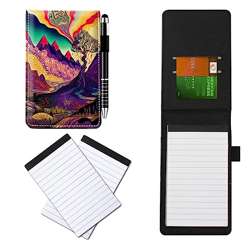 CGFGHHUY Notizbuch aus PU-Leder, klein, mit Metall-Kugelschreiber und 2 Notizblöcken, 7,6 x 12,7 cm, Waldgebirge, Muster, Notizbücher für Meetings, tägliche Aufzeichnungen, Notizen CGFGHHUY Notizbuch aus PU-Leder, klein, mit Metall-Kugelschreiber und 2 Notizblöcken, 7,6 x 12,7 cm, Waldgebirge, Muster, Notizbücher für Meetings, tägliche Aufzeichnungen, Notizen von CGFGHHUY