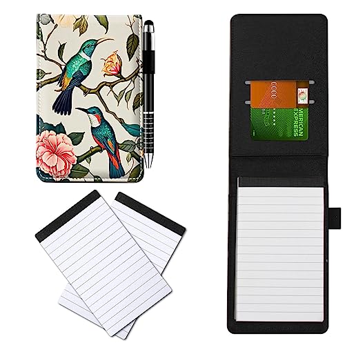 CGFGHHUY Notizbuch aus PU-Leder, klein, mit Metall-Kugelschreiber und 2 Notizblöcken, 7,6 x 12,7 cm, mit Vogel-Blumen-Muster, Notizbücher für Meetings, tägliche Aufzeichnungen, Notizen CGFGHHUY Notizbuch aus PU-Leder, klein, mit Metall-Kugelschreiber und 2 Notizblöcken, 7,6 x 12,7 cm, mit Vogel-Blumen-Muster, Notizbücher für Meetings, tägliche Aufzeichnungen, Notizen von CGFGHHUY