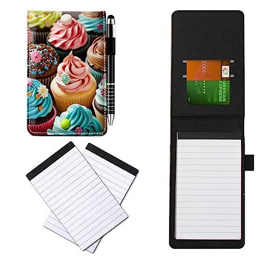 CGFGHHUY Notizbuch aus PU-Leder, klein, mit Metall-Kugelschreiber und 2 Notizblöcken, 7,6 x 12,7 cm, süßes Essen, Muster, Notizbücher für Meetings, tägliche Aufzeichnungen, Notizen CGFGHHUY Notizbuch aus PU-Leder, klein, mit Metall-Kugelschreiber und 2 Notizblöcken, 7,6 x 12,7 cm, süßes Essen, Muster, Notizbücher für Meetings, tägliche Aufzeichnungen, Notizen von CGFGHHUY