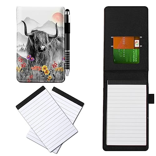 CGFGHHUY Notizbuch aus PU-Leder, klein, mit Metall-Kugelschreiber und 2 Stück, 7,6 x 12,7 cm, Kuhblumen-Muster, Notizbücher für Meetings, tägliche Aufzeichnungen, Notizen CGFGHHUY Notizbuch aus PU-Leder, klein, mit Metall-Kugelschreiber und 2 Stück, 7,6 x 12,7 cm, Kuhblumen-Muster, Notizbücher für Meetings, tägliche Aufzeichnungen, Notizen von CGFGHHUY